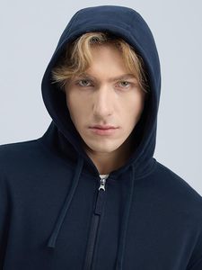 Sudadera con capucha y cremallera bidireccional de peso medio en felpa francesa. Sudadera con Capucha y Cremallera de Mezcla de Algodón para Hombre, Mujer, Unisex - Product Image 4