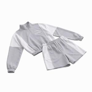 Ensemble de survêtement deux pièces pour enfants garçons, veste à col montant, short à cordon de serrage, tenue de sport respirante - Product Image 4