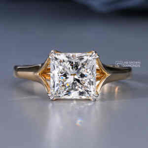 Princess Cut Lab Grown Diamond <b>Solitaire</b> <b>Ring</b> S925 Sterling <b>Silver</b> Yellow Gold Plated Luxury 3.04 Carat EF+ Color VS+ Quality - Product Image 3