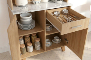 Mueble de Cocina Moderno Estilo Americano con Encimera de Melamina, 4 Puertas y 1 Cajón K208ZV Hecho en Malasia - Product Image 3