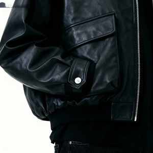 Blouson de motard vintage en cuir véritable pour homme grande taille, style délavé, coupe oversize, imperméable, manteau pour homme grande taille - Product Image 2