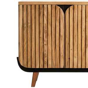 Aparador de Madera de Acacia Resistente de 2 Puertas, Diseño Moderno de Estilo Rústico, Mueble Duradero para Cocina, Sala de Estar y Comedor - Product Image 3