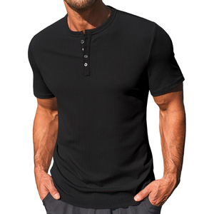 Camiseta de Verano Premium de Punto Waffle, Transpirable, Ligera, Informal, de Fábrica - Product Image 1