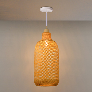 Lampe suspendue en bambou tressé à la main, style panier, pour éclairage d'ambiance doux, vente en gros, OEM ODM - Product Image 1