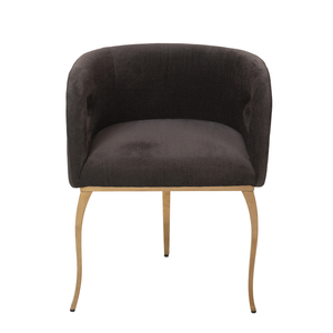 Chaise de salle à manger moderne capitonnée en velours écologique imperméable avec pieds en métal durables et coussin en fer au design d'appoint pour hôtels et appartements - Product Image 1
