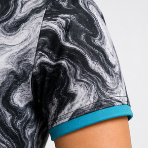 Polo de Manga Corta para Mujer con Logotipo Personalizado, Diseño de Mármol Blanco y Negro, Secado Rápido, Sublimación, Ropa Deportiva de Golf - Product Image 5