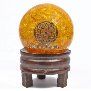 Gema curativa de cuarzo rosa, esferas con símbolo de flor - Product Image 4