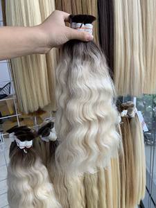 Factory Price Ombre Bulk <b>Hair</b> Extensions Blonde <b>Color</b> Straight 24 Inches From Nasa <b>Hair</b> - Product Image 2