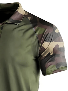 เสื้อยืดผู้ชายคุณภาพใหม่ ลายพรางพิมพ์ลาย เสื้อโปโลแขนสั้นทรงคลาสสิกเรียบง่าย แขนสั้นแบบแร็กแลน - Product Image 2
