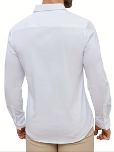 Camisa Formal Elástica de Uso Diario para Hombre, Corte Slim Fit, Manga Larga, con Botones, para Primavera/Otoño, de Bangladesh - Product Image 2