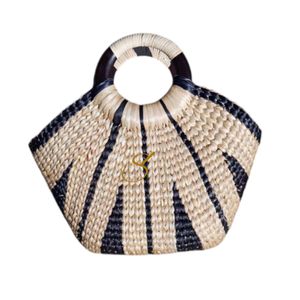 Sac en paille de jacinthe d'eau fait main : Sac de plage tissé - Product Image 2