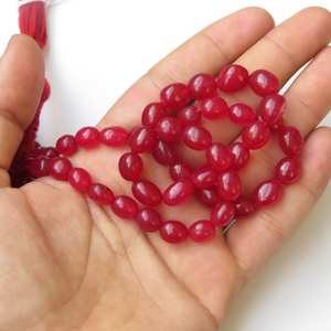 ลูกปัดหยกสีชมพูธรรมชาติทรงรีเรียบเนียน ลูกปัดอัญมณีสำหรับทำเครื่องประดับ ร้อยเป็นเส้น หินหลวมคุณภาพสูง - Product Image 2