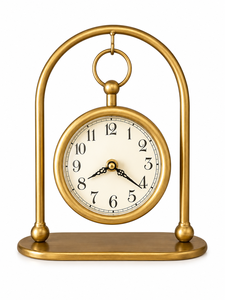 Minimalist Gold Metal Desk <b>Clock</b> Quartz Movement White Dial <b>Black</b> Numbers Tabletop Decor for Home Office - Product Image 4