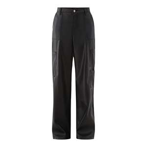 Pantalon plissé pour femme en toile, coupe droite, écologique, respirant, style streetwear - Product Image 2