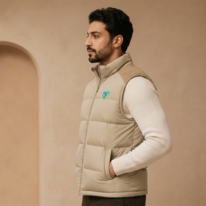 <b>Men</b> <b>Winter</b> Puffer <b>Vest</b> Durable Polyester Fabric Warm Padding Quilted Design Full Zip Front Functional Pockets Outdoor Clothing - Product Image 3