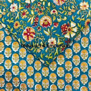 ผ้าคอตตอนแคมบริกพิมพ์ลายบล็อก 60x60 ซม. ผ้าพิมพ์ลายแบบดั้งเดิมจากเมืองชัยปุระ - Product Image 3