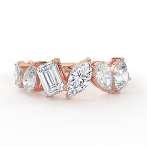 Anillo de Compromiso POOJA DIAMOND de Oro de 14K y 18K con Diamante Cultivado en Laboratorio, Certificado IGI, Corte Redondo y Marquesa, Cinco Piedras Solitarias - Product Image 1