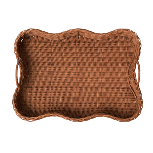 Scalloped Rattan Storage <b>Basket</b> Customize Color, Eco-Friendly <b>Wicker</b> Tray For Tabletop Decor Premium Vietnam Rattan Organizer - Product Image 2