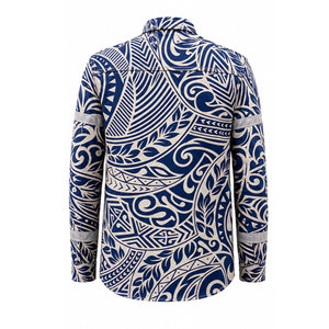 Chemise de travail unisexe bleue et blanche à motif tribal en coton, haute visibilité, antistatique, imperméable, grande taille, manches longues, respirante, tendance - Product Image 3