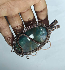 Pendentif en forme de larme en lapis-lazuli bleu, fait main, vintage, pour enfants, en fil de cuivre, pierre précieuse naturelle, pour collier - Product Image 3