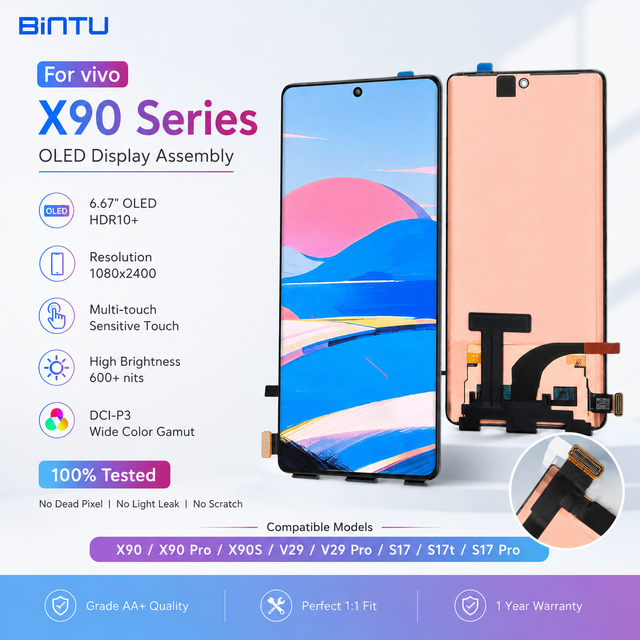 6.67 Inch OLED Screen Replacement for Vivo X90/X90Pro/X90S/V29/V29Pro/S17 Series Mobile Phone Display Factory Wholesale Assembly