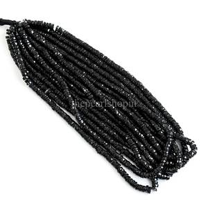 Cuentas facetadas de ónix negro natural de 5 mm y 6 mm en forma de neumático, cuentas sueltas de piedras preciosas para la fabricación de joyería, cuentas de ónix negro Heishi. - Product Image 3