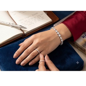 Unique Design White D Color Lab Created Diamond Tennis Bracelet Mixed Fancy Cut 10K Gold 20g Unisex Available At Reasonable Rate - Product Image 2