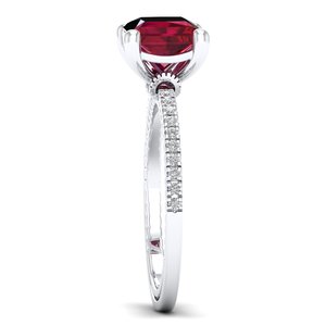 Bague Solitaire REYES Faite à la Main en Or Blanc Massif 14K avec Moissanite, Prix de Gros, Coupe Princesse, Bijou en Pierre Précieuse Rubis 2 Carats - Product Image 3