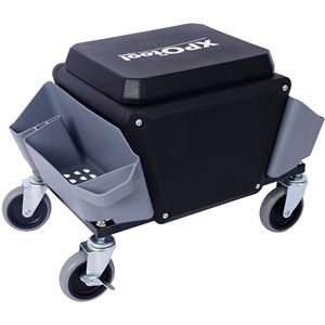 Sgabello da Meccanico Resistente con Capacità di Carico di 150 kg, Ruote Scorrevoli e Sedile Imbottito in Gomma Morbida, Armadietto Porta Attrezzi da Garage - Product Image 3