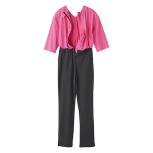 <b>Women</b> Scrub Set Pink Polka Dot Top Black Pants Knitted Cotton Blend Drawstring Waist Side Pockets Hospital Uniform - Product Image 4