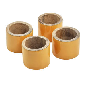 Anneaux de serviette en bois et résine écologiques, design moderne, multicolores, en teck avec perles, pour la décoration de table à la maison ou lors de fêtes - Product Image 5