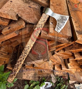 Hacha Vikinga Popular de Steel Craft International, Hachas Industriales de Alta Calidad con Diseño Vikingo, Hoja Grabada con Diseño de Damasco - Product Image 4