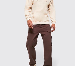 Pantalon cargo jogger en molleton élastique à taille élastique avec boucle, coupe décontractée, taille et logo personnalisables - Vêtement décontracté confortable et élégant pour homme - Product Image 2