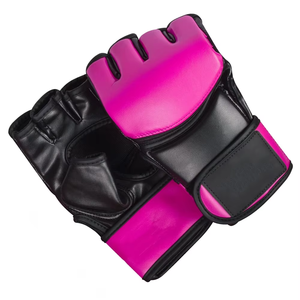 Tombola Sports MMA Gloves Half Finger PU Black Pink <b>Hook</b> & Loop Closure Unisex Martial Arts Training Gear 14 Years & up - Product Image 4