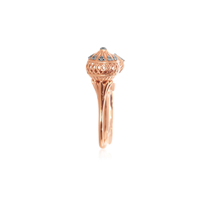 Elegant Rose Gold Secret Bloom Flower <b>Ring</b> Featuring Diamond Accents and Floral <b>Dome</b> Design Luxury Fashion Jewelry for Women - Product Image 5