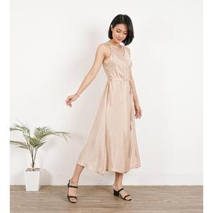Vestido Largo de Satén para Mujer, Elegante, Sin Mangas, Estilo Seda, para Fiesta o Noche, con Abertura Lateral - Product Image 3
