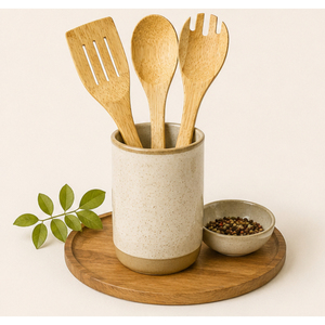 Ensemble de cuillères de cuisine en bois, cuillères et fourchettes à salade en bois naturel faites à la main pour ustensiles de cuisson antiadhésifs, prix de gros - Product Image 2