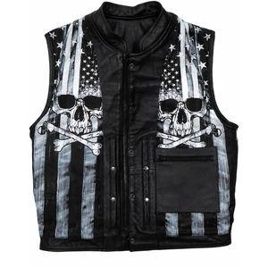 Custom <b>Men's</b> Genuine Cowhide <b>Leather</b> Motorcycle Club Vest Stand Collar Sleeveless Biker Riding <b>Waistcoat</b> OEM ODM Manufacturer - Product Image 1