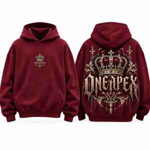 Sudadera con Capucha Oversize Color Granate para Hombre, Estilo Urbano, Corte Regular, Ropa Personalizada al por Mayor - Product Image 1