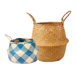 Decorative Handmade PHU HAO Brand Natural STRAW BELLY <b>BASKET</b> Woven Planter Storage <b>Basket</b> Living Room Bedroom Vietnam Souvenir - Product Image 1