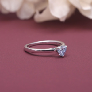 Bague en diamant cultivé en laboratoire certifié IGI, argent sterling 925 massif, coupe cœur bleue, bague de fiançailles solitaire pour femmes - Product Image 2