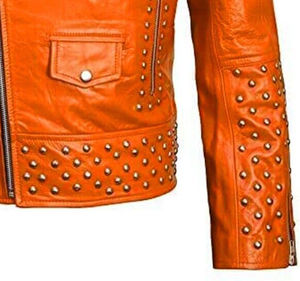 Chaqueta de Cuero Vacuno con Tachuelas Estilo Punk para Hombre, Chaqueta de Motero con Tela de Lona, Resistente al Viento, Transpirable, Ecológica, Informal de Invierno - Product Image 5