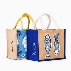 Sac fourre-tout en toile écologique, durable pour les courses quotidiennes, les cadeaux, recyclable, réutilisable, avec logo personnalisé imprimé, poignée en lin, sac en jute - Product Image 1
