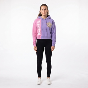 Sweat-shirt à capuche court pour femme, violet et rose, avec broderie étoile, style streetwear, personnalisable, taille XL - Product Image 1