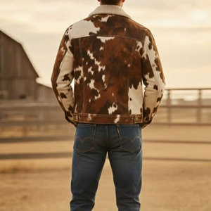 Top Selling Solid Color Premium Quality Cowhide Leather <b>Jacket</b> Wholesale <b>Sheepskin</b> Leather <b>Jacket</b> for Men - Product Image 4