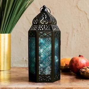 Farol Marroquí de Vidrio Multicolor, Panel de Acero Inoxidable Resistente, Decoración Festiva para el Hogar con Toque Decorativo - Product Image 4