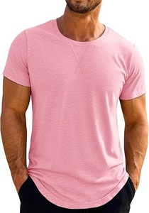Camiseta de Manga Corta para Hombre Kaihe, Color Verde Oliva, Cuello Redondo, Corte Regular, Informal, 100% Algodón, Color Sólido, Transpirable, Antiarrugas - Product Image 5