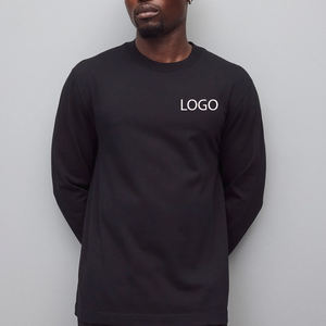 T-shirts personnalisables en gros 2026 pour hommes, unis, style Hip Hop, coupe oversize, 100% coton, manches longues, col rond, respirants, écologiques - Product Image 1