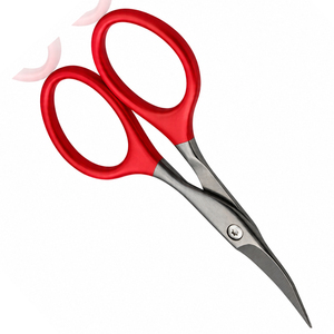 Ciseaux à cuticules incurvés avec logo personnalisé, rouge et noir, en acier inoxydable, pointe affûtée, légers, de précision, pour couper les poils du nez - Product Image 5