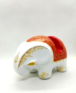 Soporte para teléfono con forma de elefante de papel maché, hecho con papel reciclado y materiales ecológicos, hecho a mano por artesanos tailandeses con experiencia. - Product Image 1